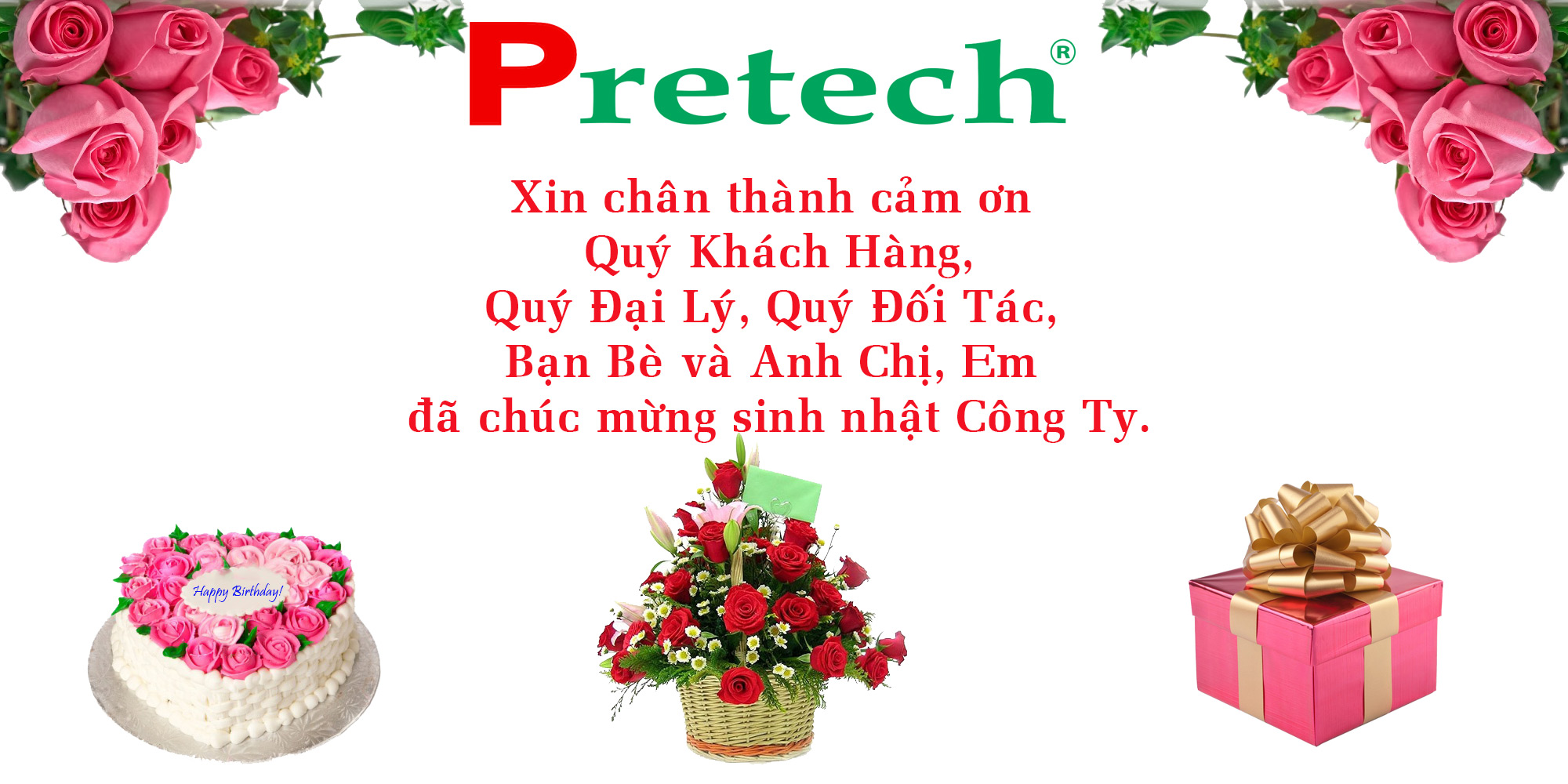 Thư cảm ơn nhân dịp kỷ niệm 5 năm thành lập công ty cổ phần Pretech