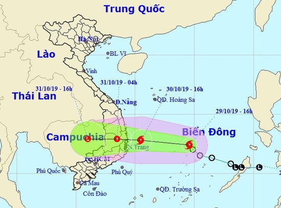 Bão số 5: Hình thành trên Biển Đông, hướng về Bình Định - Ninh Thuận