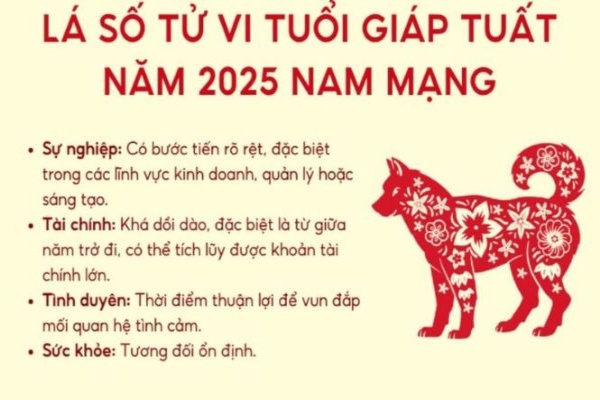Tử vi tuổi Giáp Tuất 1994 năm Ất Tỵ 2025 nam mạng giúp Tài lộc thăng tiến