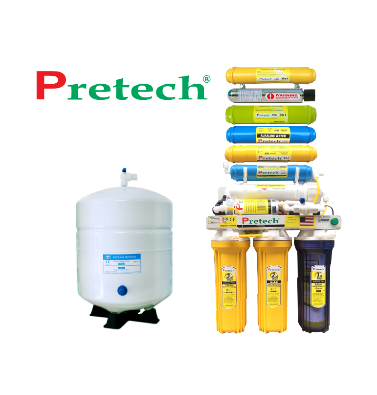 Máy lọc nước RO Pretech cao cấp 9 lõi lọc có đèn UV (không tủ,không đồng hồ)