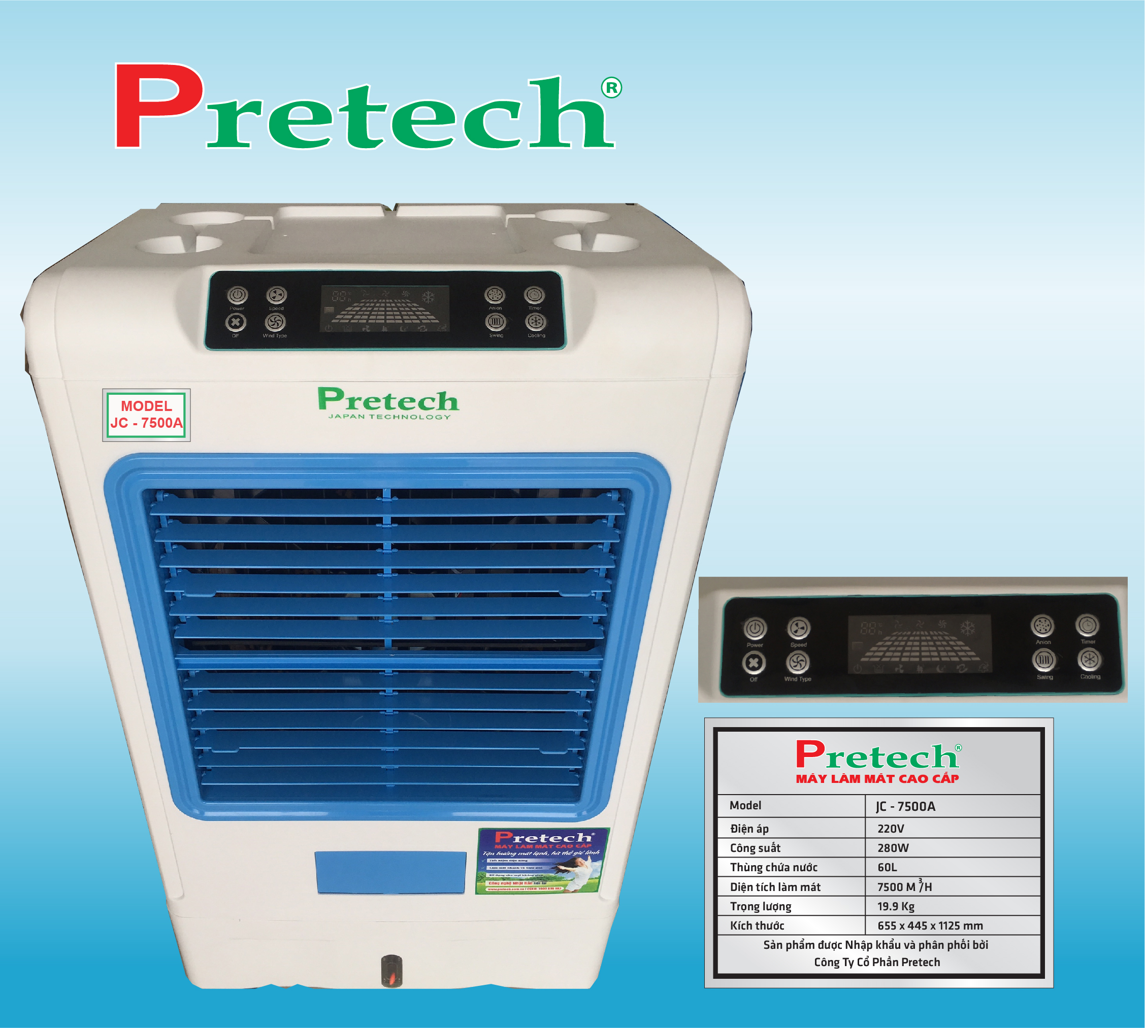 Máy làm mát cao cấp Pretech JC-7500A