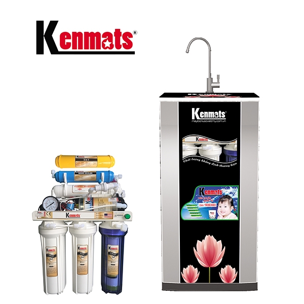 Máy lọc nước RO Kenmats cao cấp 6 lõi lọc (màu đen, có đồng hồ)