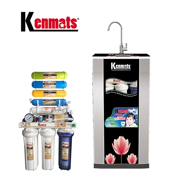 Máy lọc nước RO Kenmats cao cấp 8 lõi lọc (màu đen, có đồng hồ)