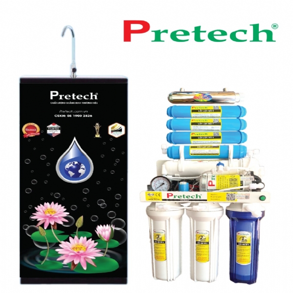 Máy lọc nước RO Pretech MODEL - W888 (8 lõi, đèn UV, đồng hồ đèn báo)