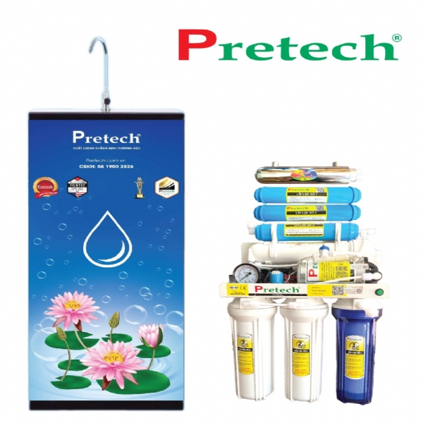 Máy lọc nước RO Pretech MODEL - W877 (7 lõi, đèn UV, đồng hồ đèn báo)