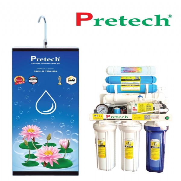 Máy Lọc Nước RO Pretech MODEL - W866 Hydrogen (6 lõi, đồng hồ đèn báo)
