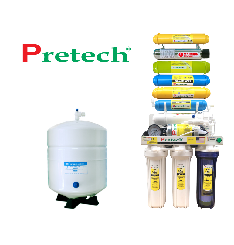 Máy lọc nước RO Pretech cao cấp 9 lõi lọc có đèn UV (không tủ,có đồng hồ)