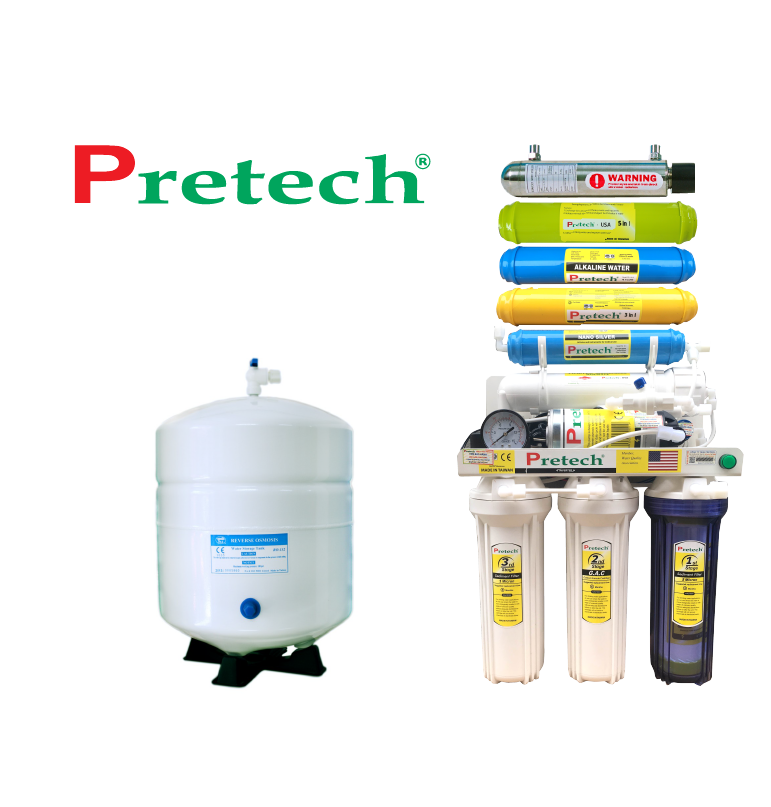 Máy lọc nước RO Pretech cao cấp 9 lõi lọc (không tủ, có đồng hồ)